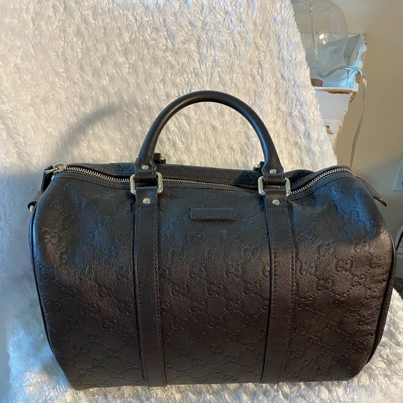 Authentic Gucci Chocolate Leather GG Boston Bag 265697 Guccissima - Picture 13 of 13